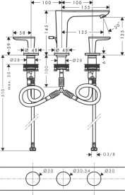 Смеситель для раковины Hansgrohe Axor Citterio C с донным клапаном матовая бронза 49061140