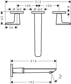 Смеситель для раковины Hansgrohe Axor Citterio C настенный матовый черный 49070670