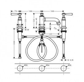 Змішувач для раковини Hansgrohe Axor Montreux на 3 отвори хром 16535000