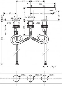 Змішувач для раковини Hansgrohe Axor MyEdition без панелі з донним клапаном Push-Open матовий чорний 47052670