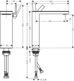 Змішувач для раковини Hansgrohe Axor MyEdition хром / чорне скло 47020600