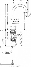 Змішувач для раковини Hansgrohe Axor One одноважільний з донним клапаном Push-Open шліфована бронза 48020140