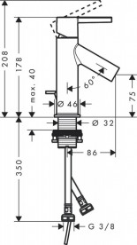 Смеситель для раковины Hansgrohe Axor Starck однорычажный с донным клапаном шлифованный черный хром 10102340