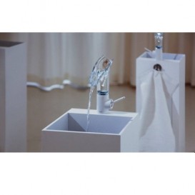 Змішувач для раковини Hansgrohe Axor Starck V зі скляним зливом білий 12112450