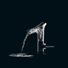 Змішувач для раковини Hansgrohe Axor Starck V зі скляним зливом білий 12112450