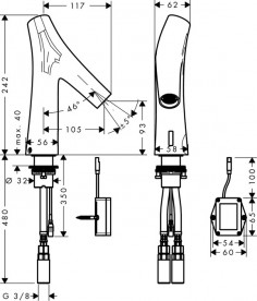 Змішувач для раковини Hansgrohe Axor Starck Organic електронний хром 12172000