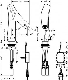 Змішувач для раковини Hansgrohe Axor Starck Organic електронний хром 12173000
