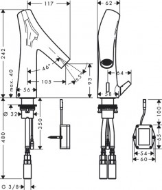 Змішувач для раковини Hansgrohe Axor Starck Organic електронний хром 12174000