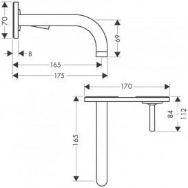 Смеситель для раковины Hansgrohe Axor Uno настенный шлифованный черный хром 38112340