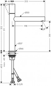 Смеситель для раковины Hansgrohe Axor Uno однорычажный шлифованный черный хром 45003340
