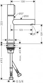 Смеситель для раковины Hansgrohe Axor Uno Select однорычажный шлифованный черный хром 45012340