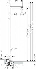 Змішувач для раковини Hansgrohe Axor Uno одноважільний підлоговий шліфований чорний хром 45037340