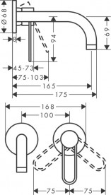 Змішувач для раковини Hansgrohe Axor Uno настінний золото 38121930
