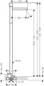Змішувач для раковини Hansgrohe Axor Uno підлоговий хром 45037000