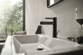 Змішувач для раковини Hansgrohe Finoris CoolStart одноважільний чорний матовий хром 76025340