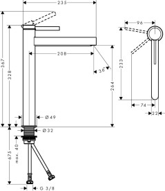 Змішувач для раковини Hansgrohe Finoris CoolStart одноважільний бронза матова 76072140