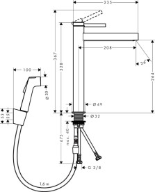 Смеситель для раковины Hansgrohe Finoris с гигиеническим душем бронза матовая 76220140