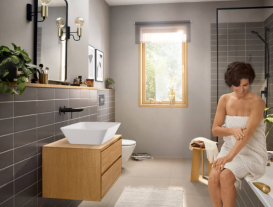 Змішувач для раковини Hansgrohe Rebris E настінний одноважільний чорний матовий 72568670