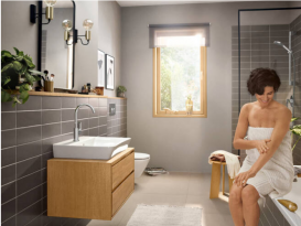 Смеситель для раковины Hansgrohe Rebris E с поворотным изливом и сливным гарнитуром однорычажный хром 72576000