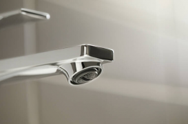 Змішувач для раковини Hansgrohe Rebris E CoolStart зі зливним гарнітуром одноважільний хром 72581000