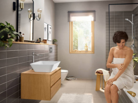 Змішувач для раковини Hansgrohe Rebris E CoolStart зі зливним гарнітуром одноважільний хром 72581000