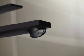 Смеситель для раковины Hansgrohe Rebris E CoolStart EcoSmart+ с сливным гарнитуром однорычажный черный матовый 72589670