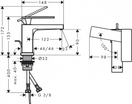 Змішувач для раковини Hansgrohe Tecturis E одноважільний з донним клапаном шліфована бронза 73002140