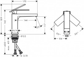 Смеситель для раковины Hansgrohe Tecturis E однорычажный матовый черный 73011670