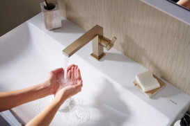 Змішувач для раковини Hansgrohe Tecturis E одноважільний з донним клапаном Push-Open шліфована бронза 73020140