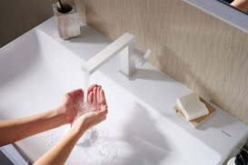 Смеситель для раковины Hansgrohe Tecturis E однорычажный с донным клапаном Push-Open матовый белый 73020700