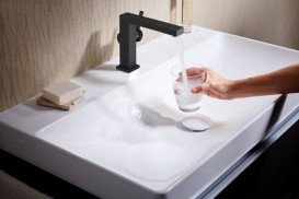 Смеситель для раковины Hansgrohe Tecturis E однорычажный матовый черный 73021670