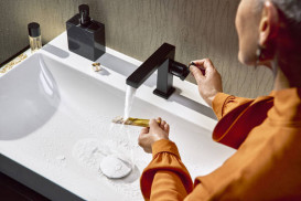 Смеситель для раковины Hansgrohe Tecturis E однорычажный матовый черный 73021670