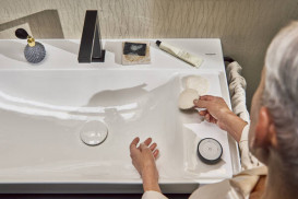 Змішувач для раковини Hansgrohe Tecturis E на 2 отвори з донним клапаном матовий чорний 73053670