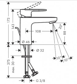 Змішувач для раковини Hansgrohe Vernis Blend одноважільний з донним клапаном хром 6 шт 71588000