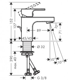 Смеситель для раковины Hansgrohe Vernis Shape однорычажный с донным клапаном хром 6 шт 71596000