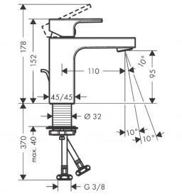 Змішувач для раковини Hansgrohe Vernis Shape одноважільний з донним клапаном хром 6 шт 71597000