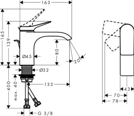 Смеситель для раковины Hansgrohe Vivenis CoolStart с донным клапаном матовый черный 75014670
