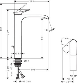 Смеситель для раковины Hansgrohe Vivenis CoolStart с донным клапаном белый матовый 75044700