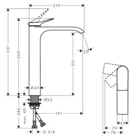 Змішувач для раковини Hansgrohe Vivenis CoolStart одноважільний чорний матовий 75045670