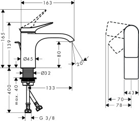 Змішувач для раковини Hansgrohe Vivenis CoolStart одноважільний чорний матовий хром 75014340