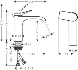Смеситель для раковины Hansgrohe Vivenis CoolStart однорычажный бронза матовая 75024140