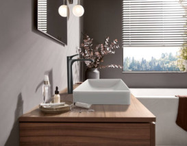 Смеситель для раковины Hansgrohe Vivenis CoolStart однорычажный черный матовый хром 75045340