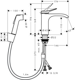 Смеситель для раковины Hansgrohe Vivenis с гигиеническим душем бронза матовая 75210140