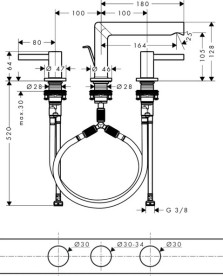 Змішувач для раковини Hansgrohe Zesis S на 3 отвори з донним клапаном хром 74733000