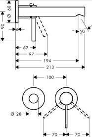 Змішувач для раковини Hansgrohe Zesis S настінний хром 74750000