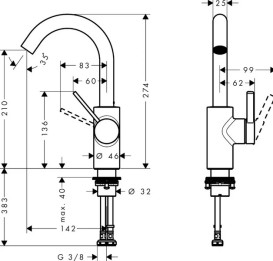 Смеситель для раковины Hansgrohe Zesis S CoolStart с донным клапаном хром 74742000