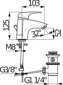 Смеситель для раковины Jika Deep с донным клапаном хром H3111U10041111