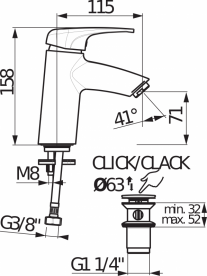 Смеситель для раковины Jika Deep с донным клапаном хром H3111U80041241