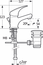 Смеситель для раковины Jika Talas с донным клапаном хром H3111N10041111
