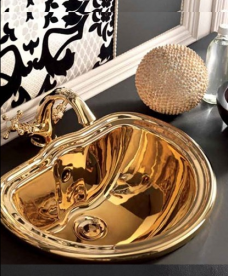 Смеситель для раковины Kerasan Retro двухвентильный золото 738991